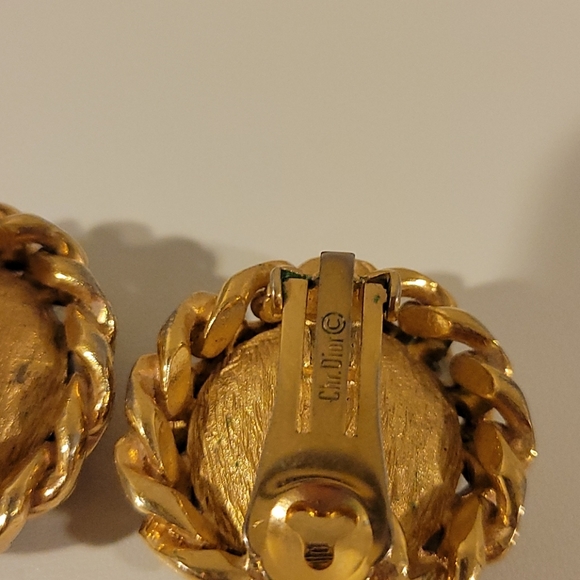 Christian Dior Vintage Blue Lapiz Cabochon and Gold Twist Clip On Earrings - Picture 6 of 9